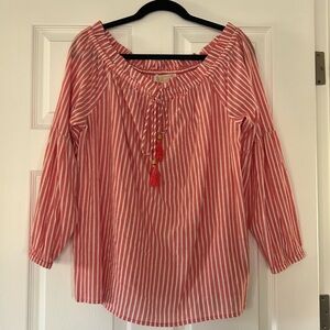 Michael Kors Pink/Coral and White Striped Blouse